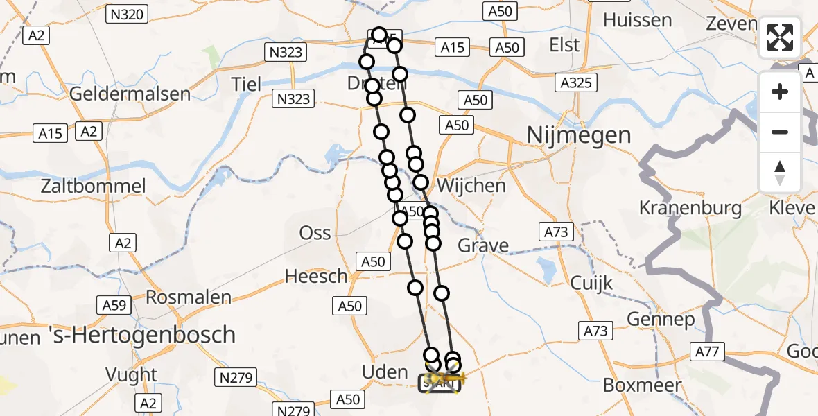 Vluchtroute Traumahelikopter Vliegbasis Volkel - Vliegbasis Volkel, 29 mei 2026, 09:56