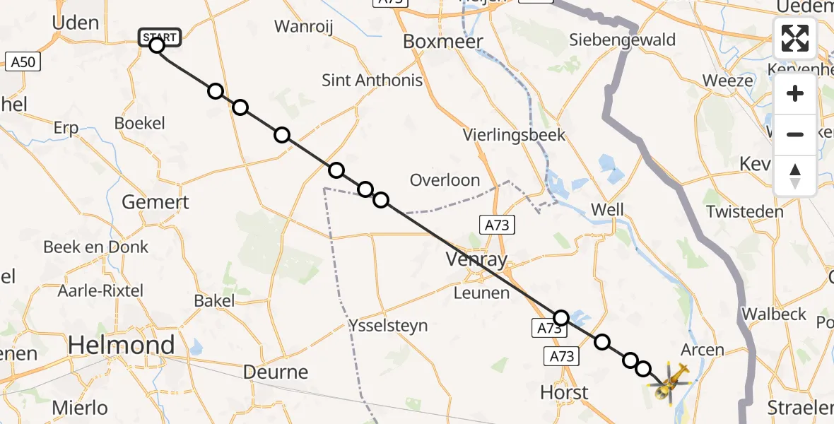 Vluchtroute Traumahelikopter Vliegbasis Volkel - Lottum, 29 mei 2026, 10:36