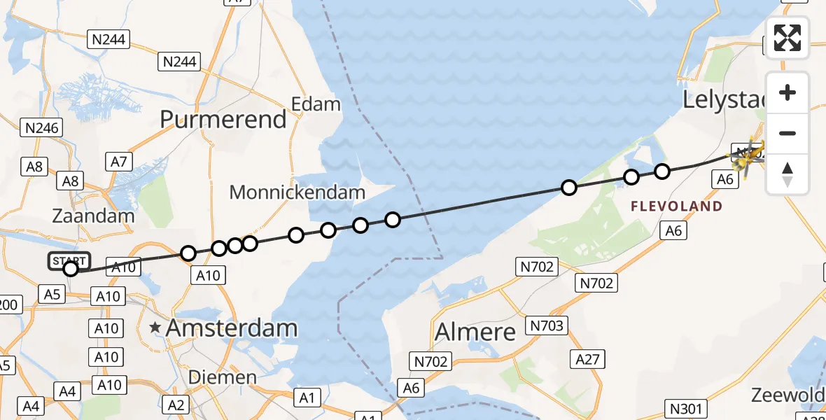 Vluchtroute Traumahelikopter Amsterdam Heliport - Lelystad, 29 mei 2026, 11:00