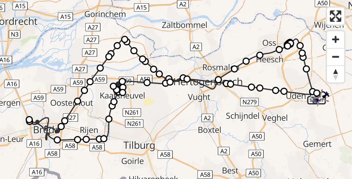 Vluchtroute Politiehelikopter Vliegbasis Volkel - Vliegbasis Volkel, 29 mei 2026, 12:43