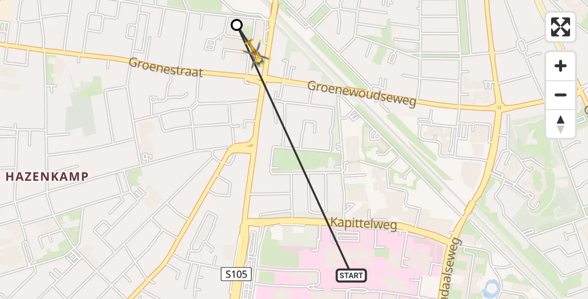 Vluchtroute Traumahelikopter Radboud Universitair Medisch Centrum - Nijmegen, 29 mei 2026, 13:29
