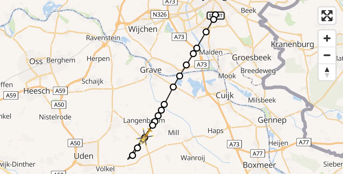 Vluchtroute Traumahelikopter Radboud Universitair Medisch Centrum - Langenboom, 29 mei 2026, 14:00