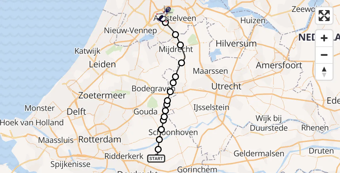 Vluchtroute Politiehelikopter Bleskensgraaf ca - Amsterdam Vliegveld Schiphol, 29 mei 2026, 16:37