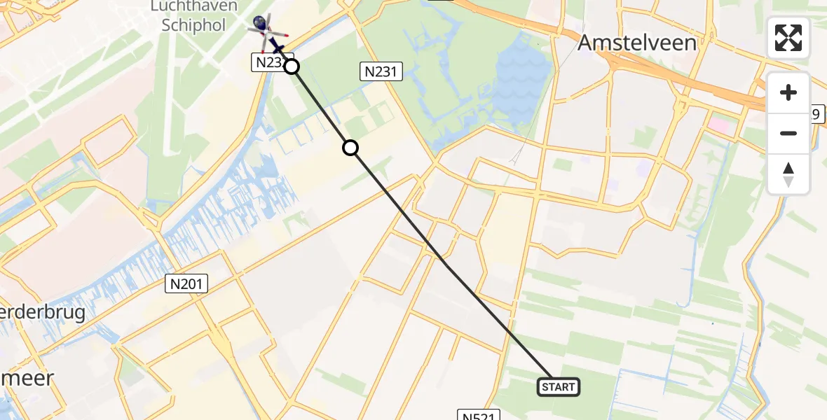 Vluchtroute Politiehelikopter Amstelveen - Amsterdam Vliegveld Schiphol, 29 mei 2026, 17:09