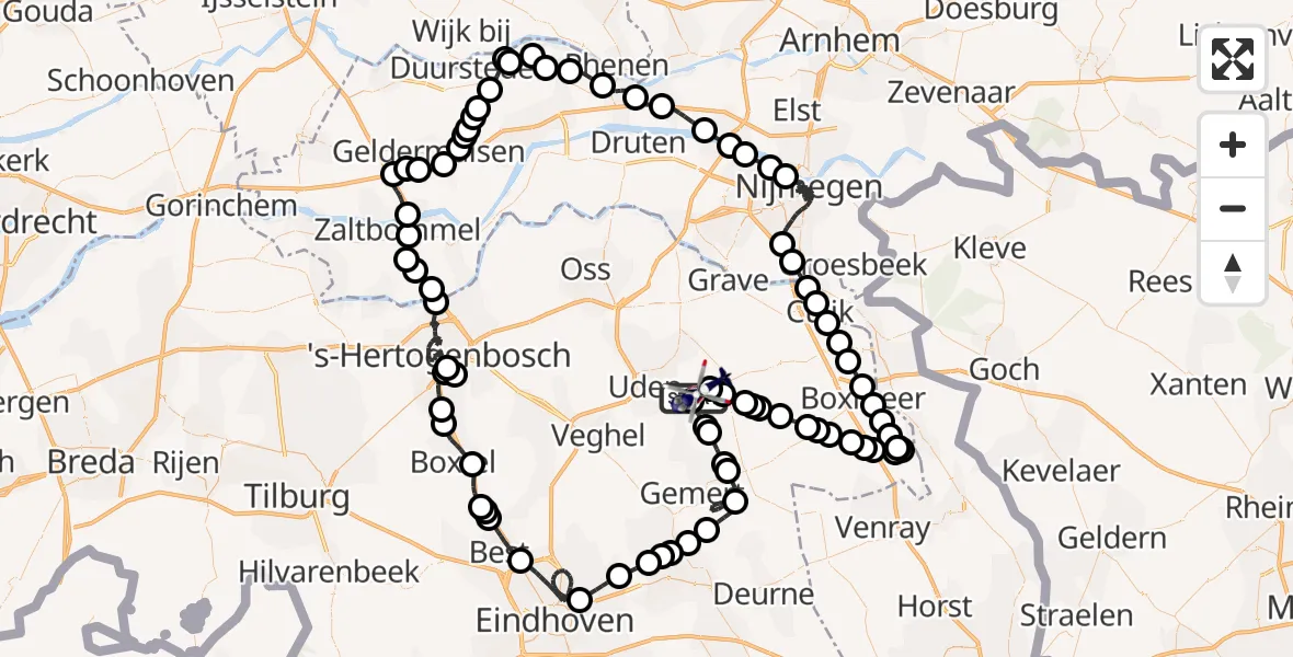 Vluchtroute Politiehelikopter Vliegbasis Volkel - Vliegbasis Volkel, 29 mei 2026, 18:25