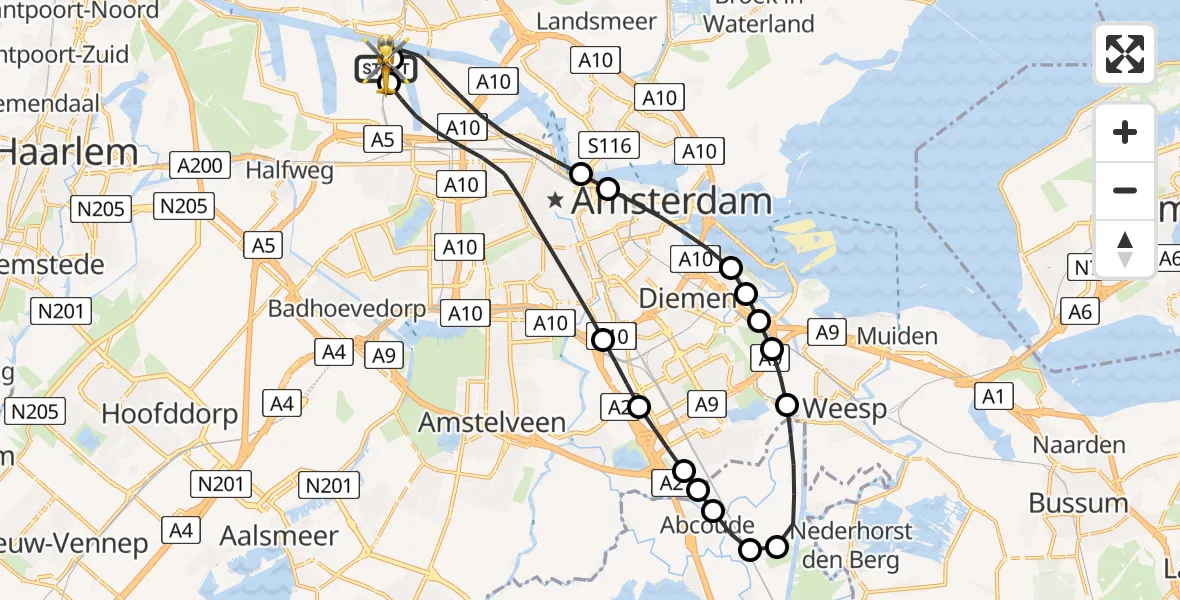 Vluchtroute Traumahelikopter Amsterdam Heliport - Amsterdam Heliport, 30 mei 2026, 05:38