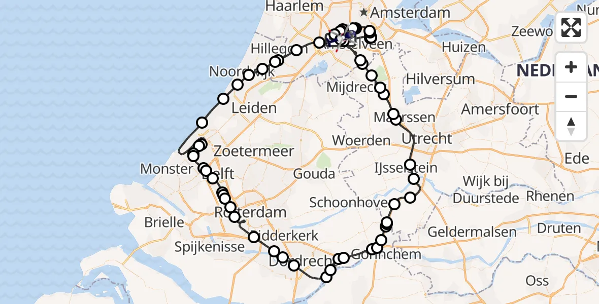 Vluchtroute Politiehelikopter Amsterdam Vliegveld Schiphol - Amsterdam Vliegveld Schiphol, 30 mei 2026, 07:35