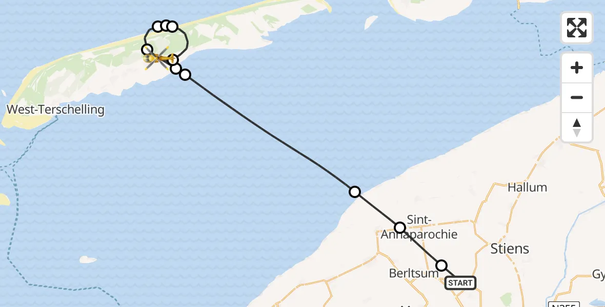 Vluchtroute Ambulancehelikopter Bitgummole - Hoorn, 30 mei 2026, 12:59
