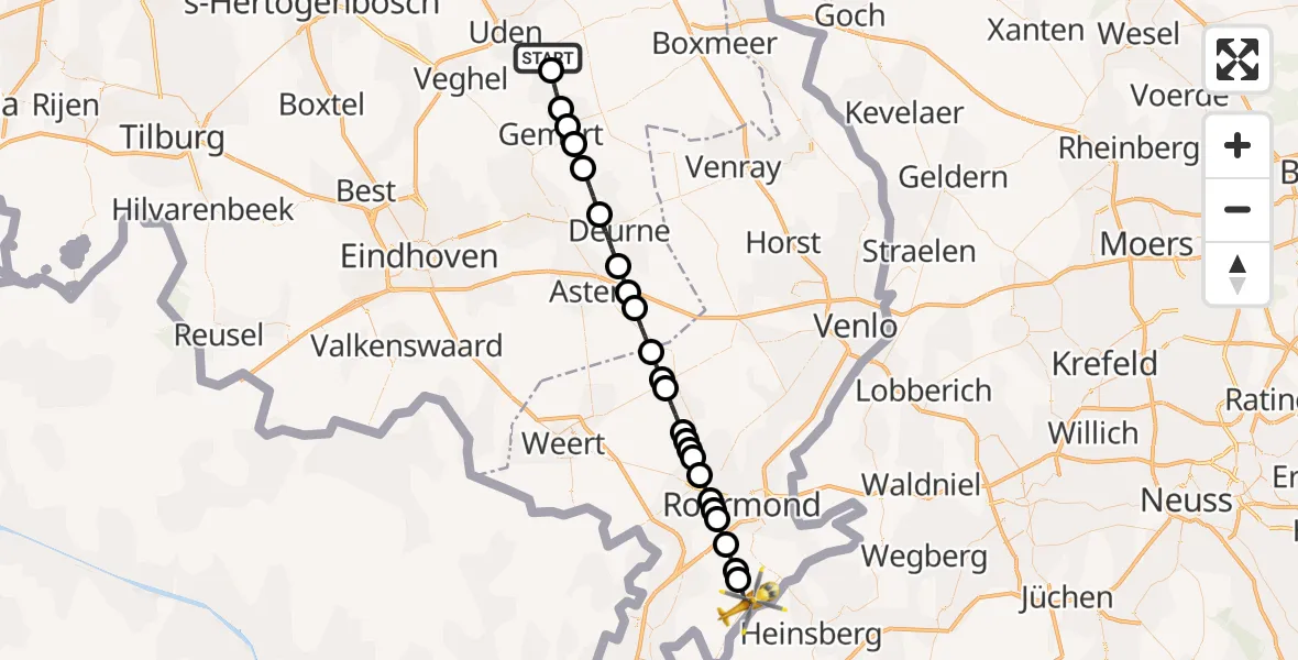 Vluchtroute Traumahelikopter Volkel - Maria Hoop, 30 mei 2026, 14:23