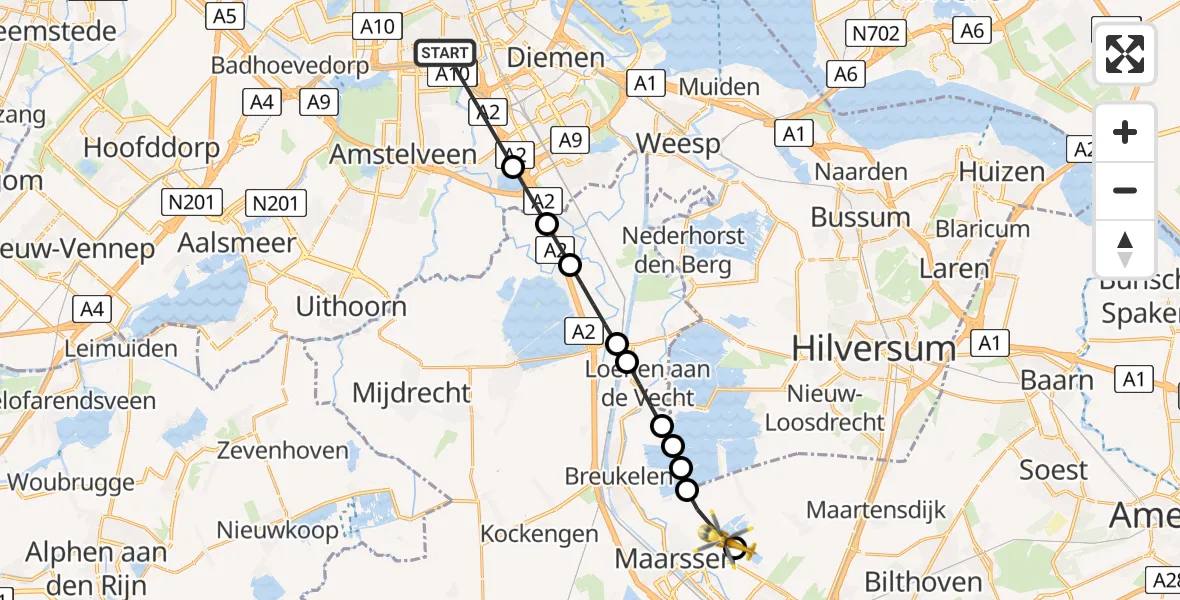 Vluchtroute Traumahelikopter Amsterdam - Maarssen, 30 mei 2026, 15:19