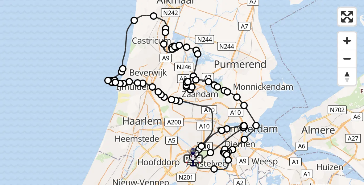 Vluchtroute Politiehelikopter Amsterdam Vliegveld Schiphol - Amsterdam Vliegveld Schiphol, 30 mei 2026, 15:29