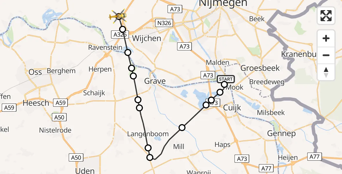 Vluchtroute Traumahelikopter Heumen - Hernen, 30 mei 2026, 17:51