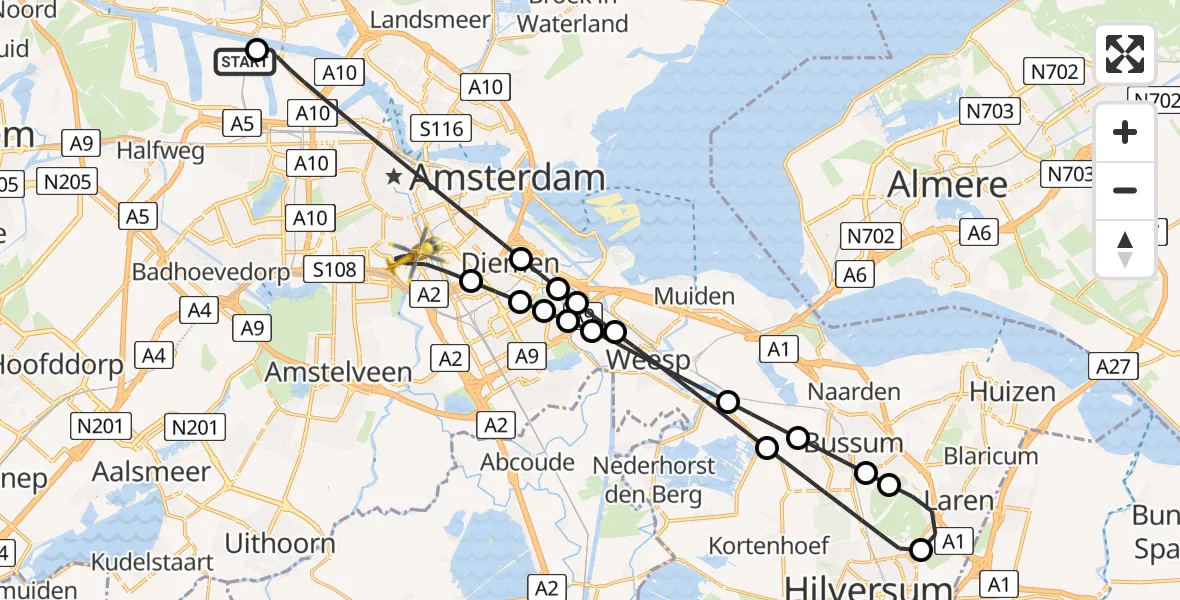 Vluchtroute Traumahelikopter Amsterdam Heliport - Amsterdam, 30 mei 2026, 18:18