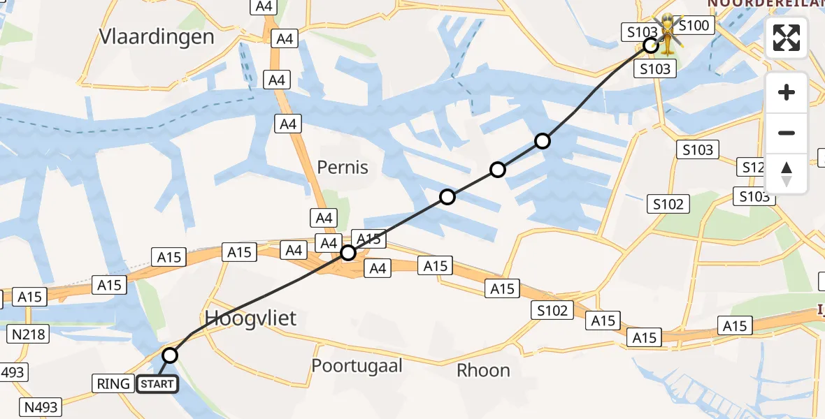 Vluchtroute Traumahelikopter Spijkenisse - Erasmus MC, 31 mei 2026, 02:35