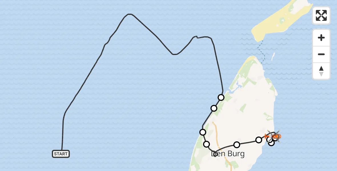 Vluchtroute Kustwachthelikopter Noordzee - Oosterend, 31 mei 2026, 08:11