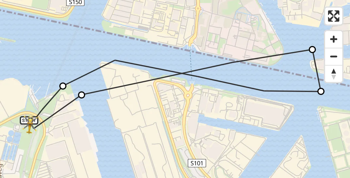 Vluchtroute Traumahelikopter Amsterdam Heliport - Amsterdam Heliport, 31 mei 2026, 09:34