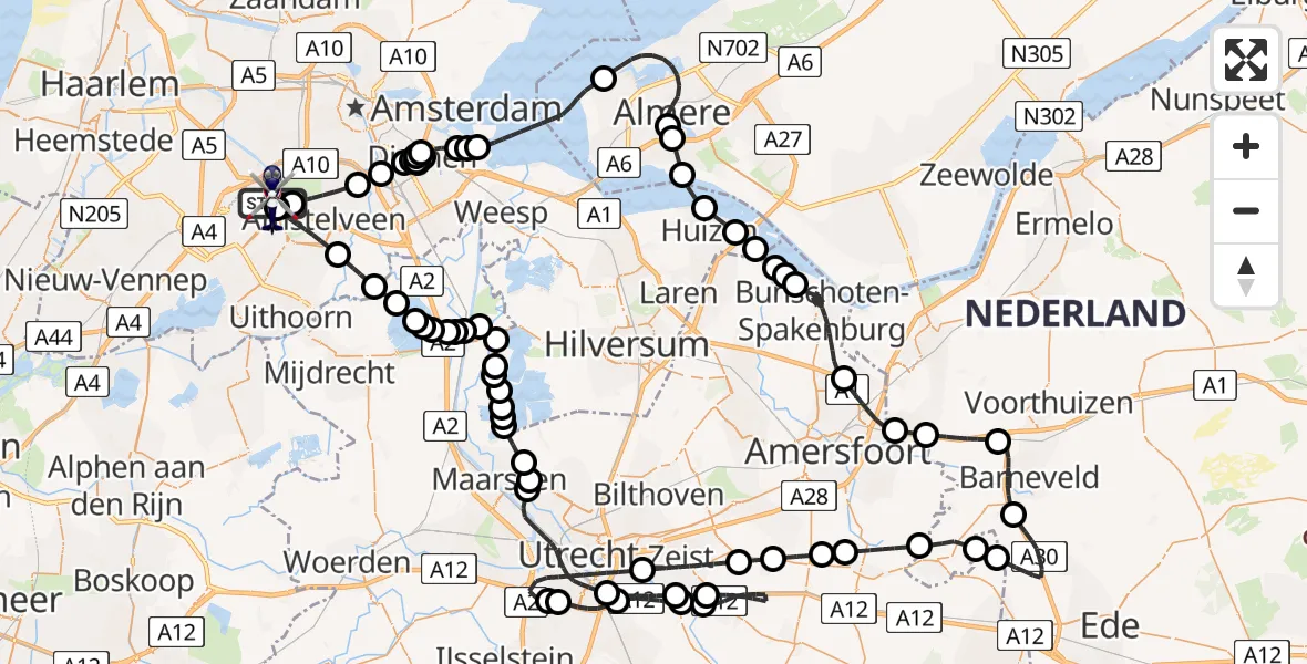 Vluchtroute Politiehelikopter Amsterdam Vliegveld Schiphol - Amsterdam Vliegveld Schiphol, 31 mei 2026, 10:10