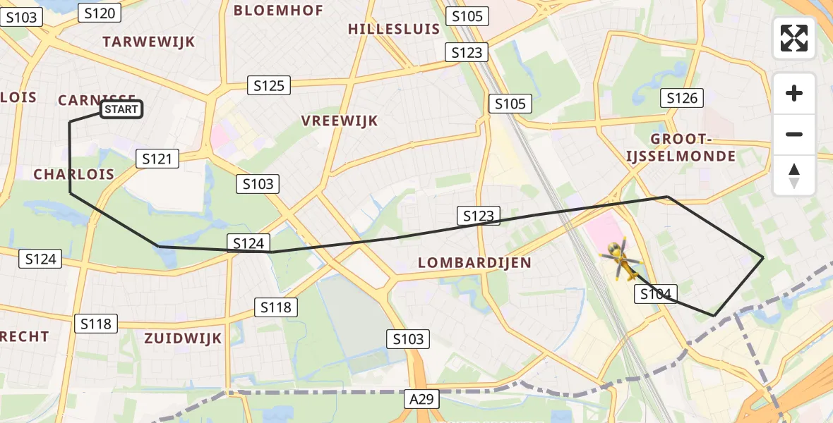 Vluchtroute Traumahelikopter Rotterdam - Rotterdam, 31 mei 2026, 10:19