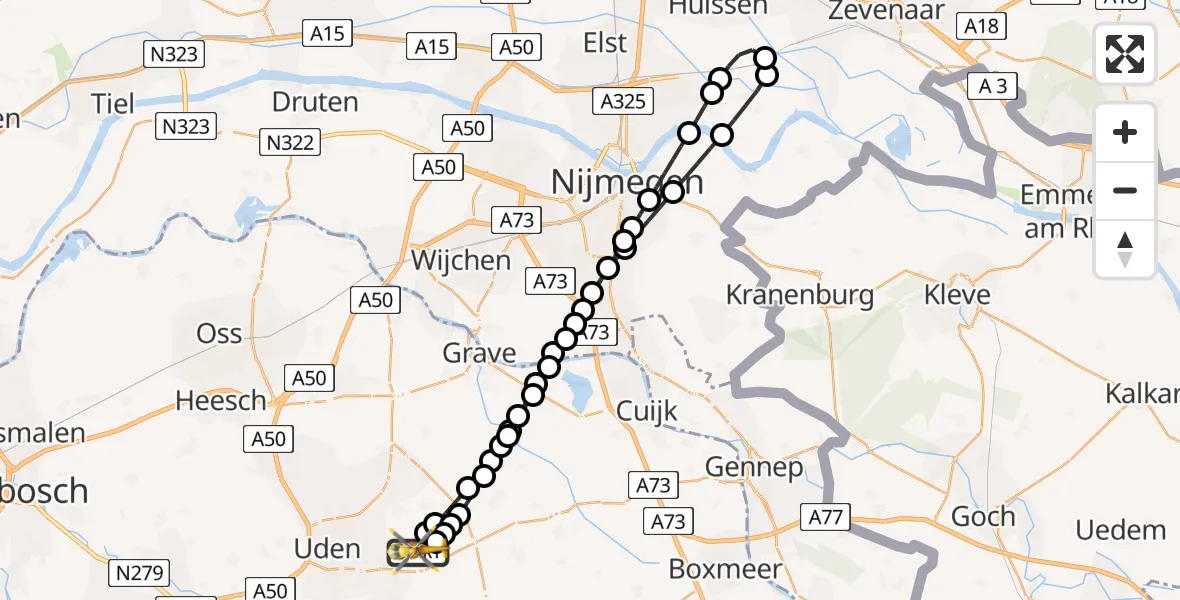 Vluchtroute Traumahelikopter Vliegbasis Volkel - Vliegbasis Volkel, 31 mei 2026, 11:40