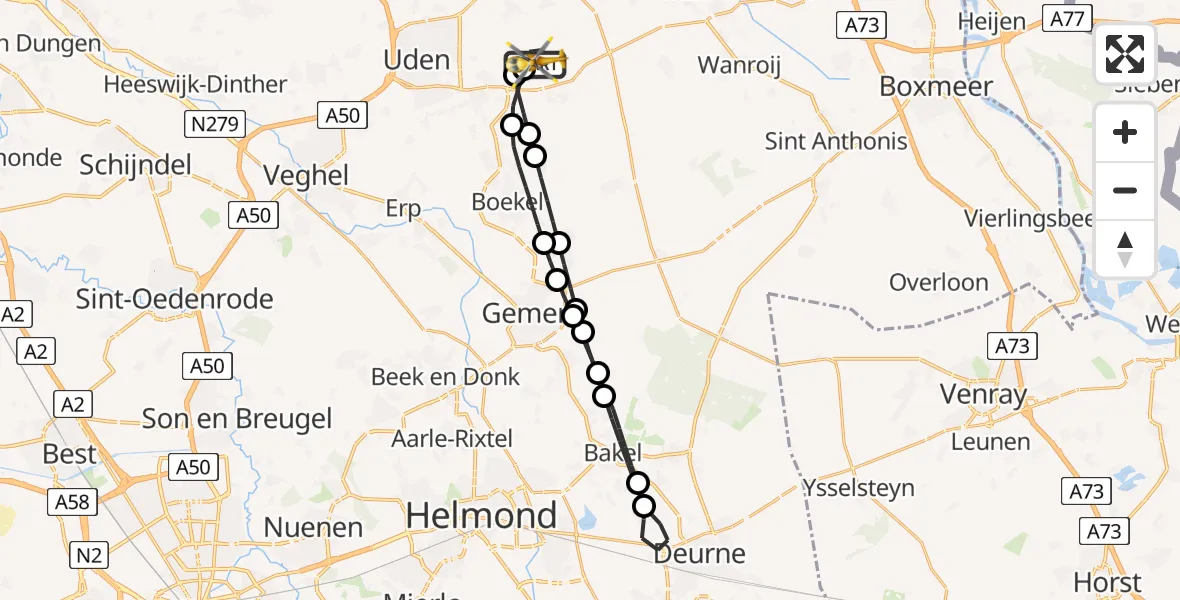 Vluchtroute Traumahelikopter Vliegbasis Volkel - Vliegbasis Volkel, 31 mei 2026, 12:27
