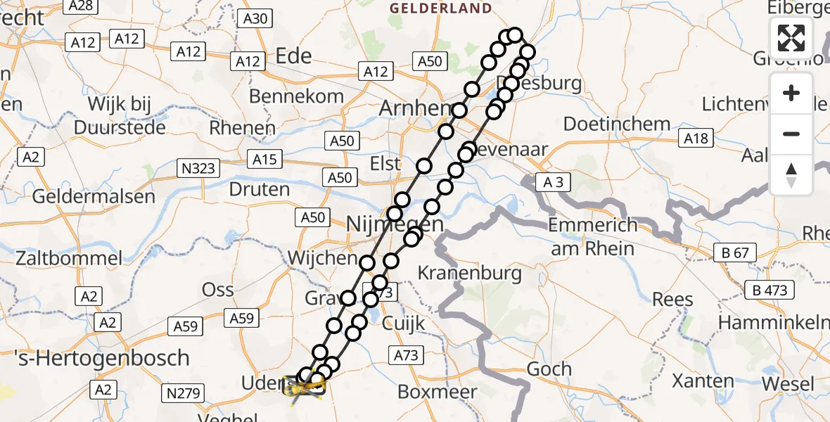 Vluchtroute Traumahelikopter Vliegbasis Volkel - Vliegbasis Volkel, 31 mei 2026, 13:27