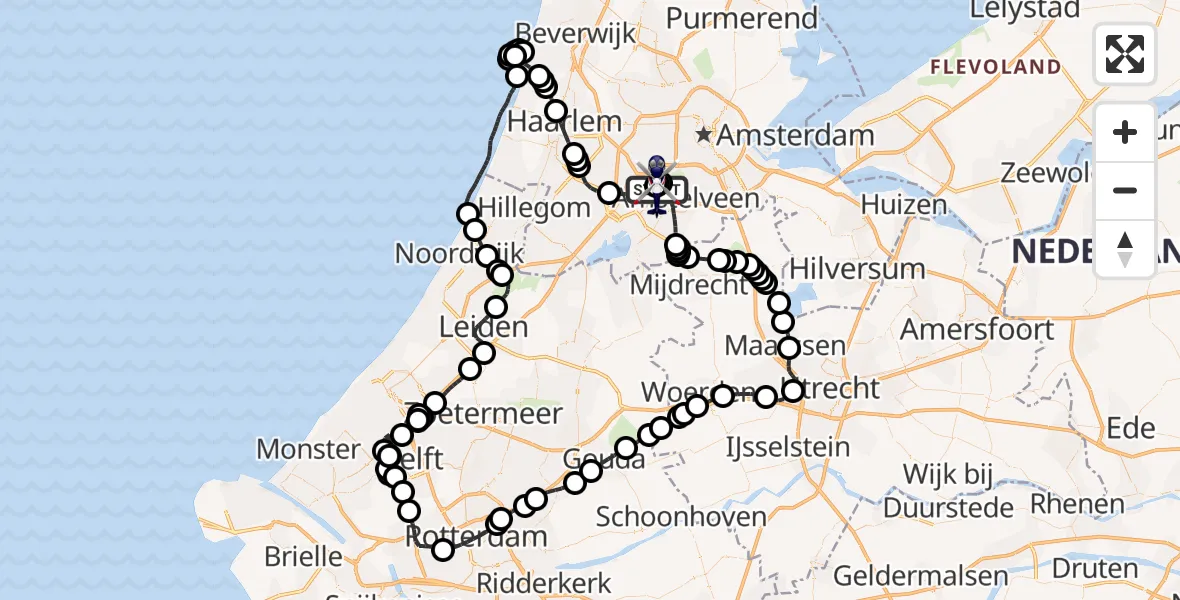 Vluchtroute Politiehelikopter Amsterdam Vliegveld Schiphol - Amsterdam Vliegveld Schiphol, 31 mei 2026, 13:28