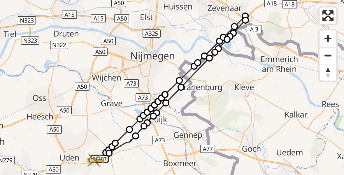 Vluchtroute Traumahelikopter Vliegbasis Volkel - Vliegbasis Volkel, 31 mei 2026, 19:09