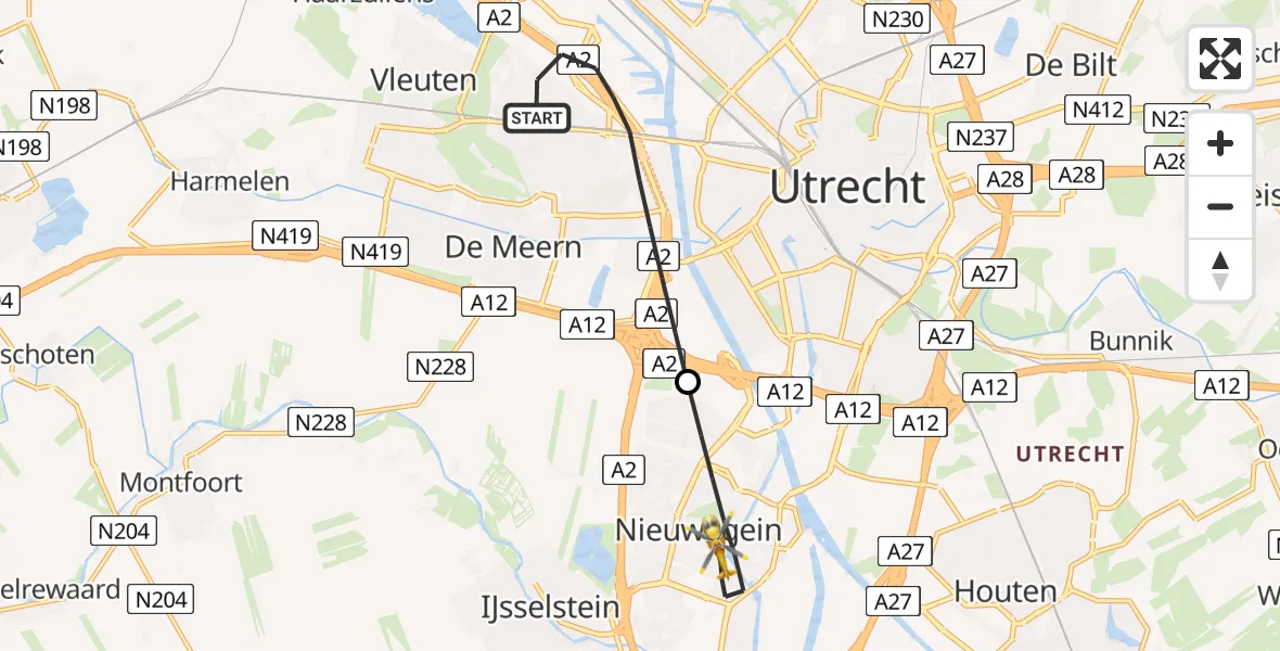 Vluchtroute Traumahelikopter Utrecht - Nieuwegein, 01 juni 2026, 00:48