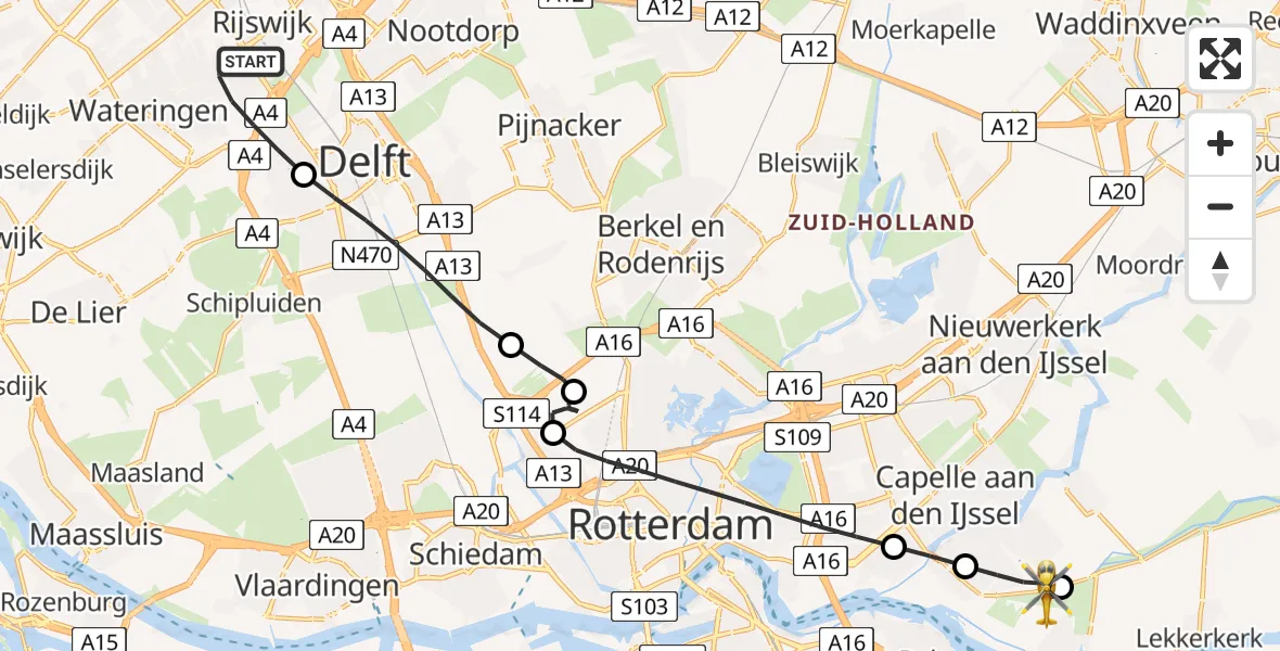 Vluchtroute Traumahelikopter Rijswijk - Krimpen aan de Lek, 01 juni 2026, 10:31