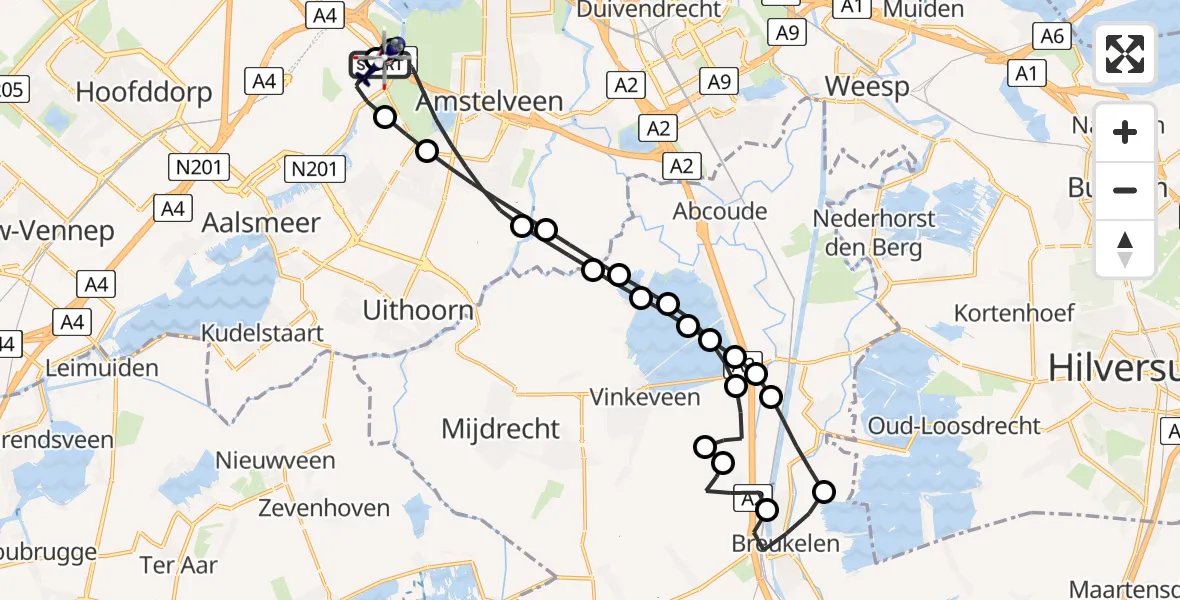 Vluchtroute Politiehelikopter Amsterdam Vliegveld Schiphol - Amsterdam Vliegveld Schiphol, 01 juni 2026, 11:13