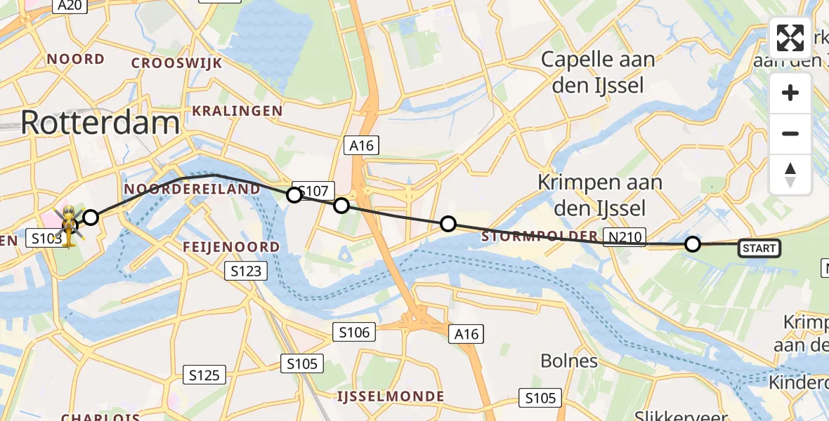 Vluchtroute Traumahelikopter Krimpen aan de Lek - Leids Universitair Medisch Centrum (LUMC), 01 juni 2026, 11:52