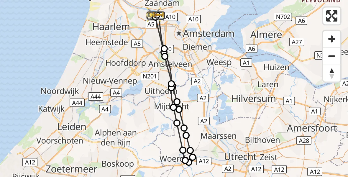 Vluchtroute Traumahelikopter Amsterdam Heliport - Amsterdam Heliport, 01 juni 2026, 12:02