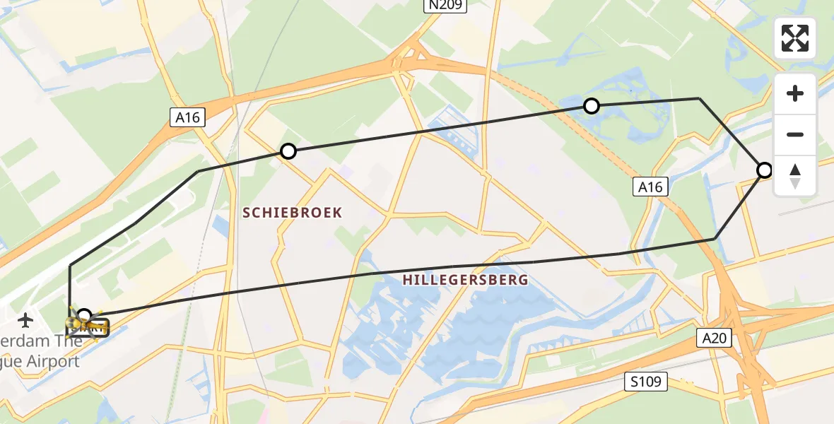Vluchtroute Traumahelikopter Rotterdam The Hague Airport - Rotterdam The Hague Airport, 01 juni 2026, 12:52