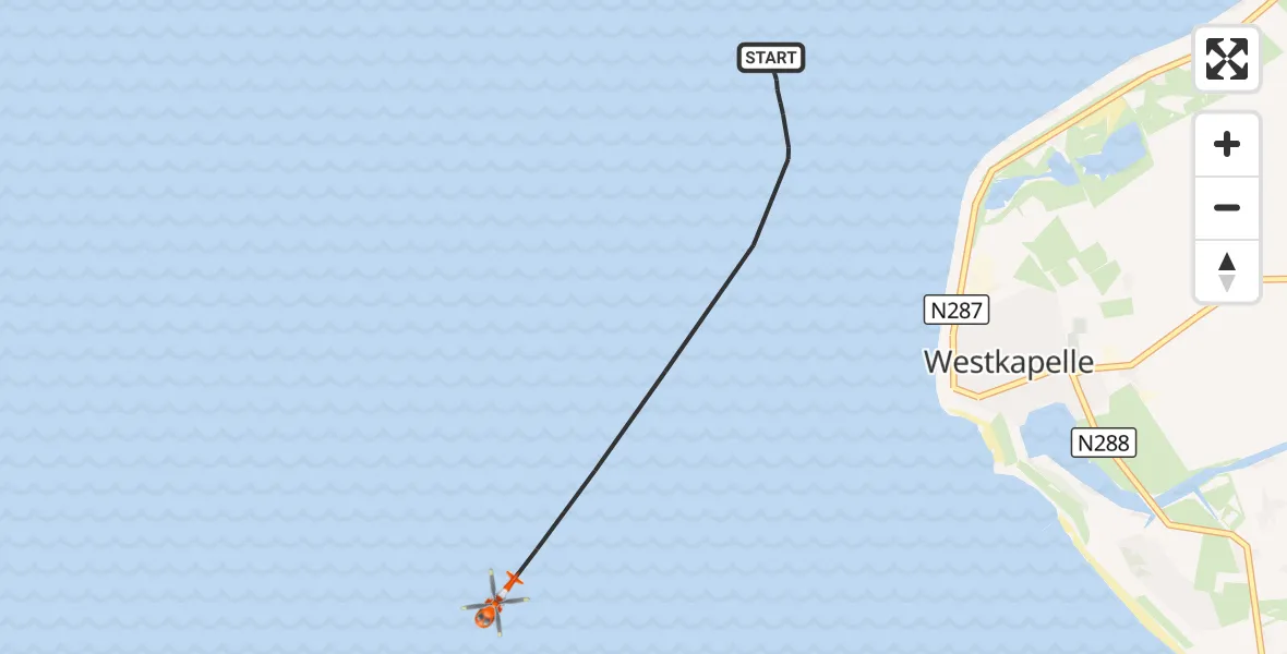Vluchtroute Kustwachthelikopter Noordzee - Noordzee, 01 juni 2026, 13:26