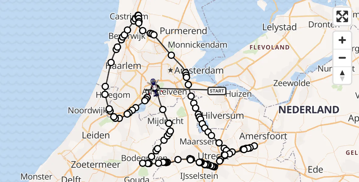 Vluchtroute Politiehelikopter Naarden - Amsterdam Vliegveld Schiphol, 01 juni 2026, 13:35
