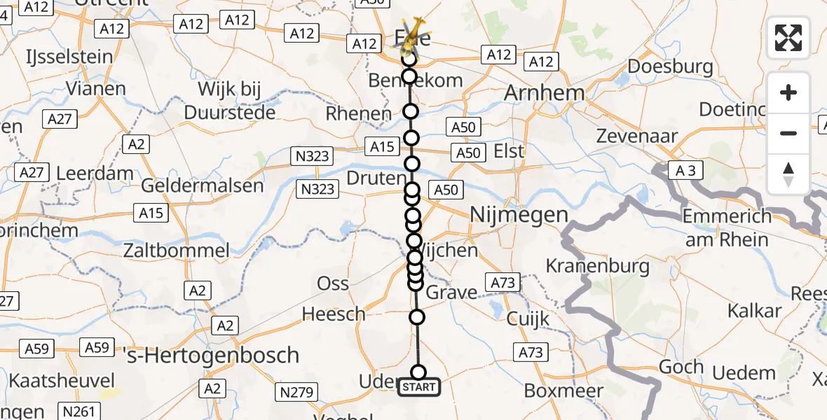 Vluchtroute Traumahelikopter Vliegbasis Volkel - Ede, 01 juni 2026, 15:45