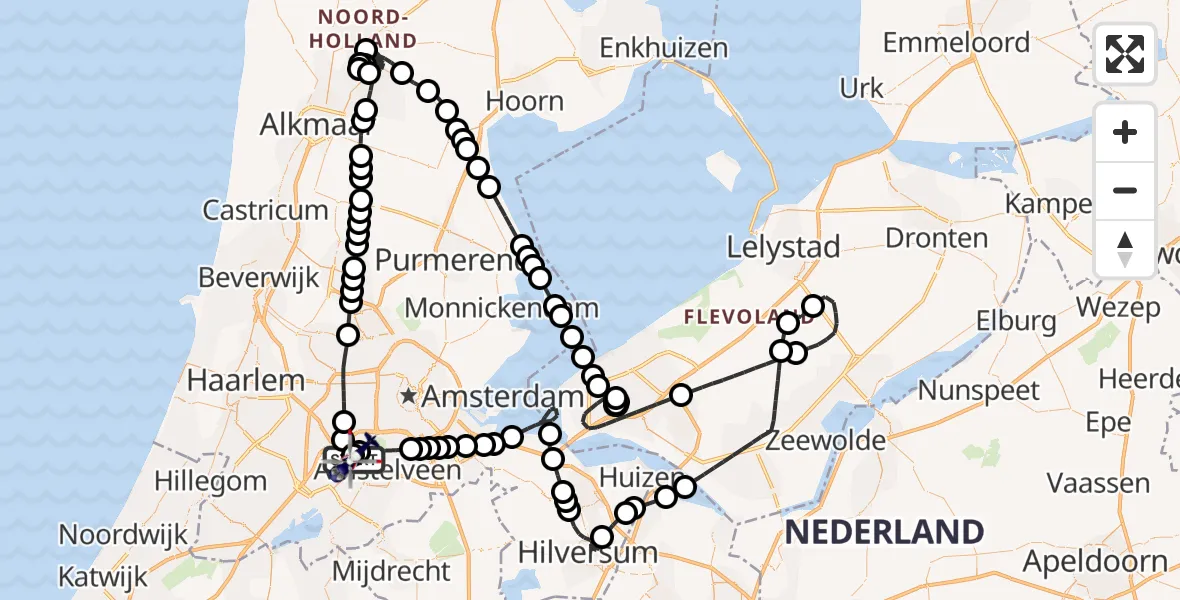 Vluchtroute Politiehelikopter Amsterdam Vliegveld Schiphol - Amsterdam Vliegveld Schiphol, 01 juni 2026, 18:03