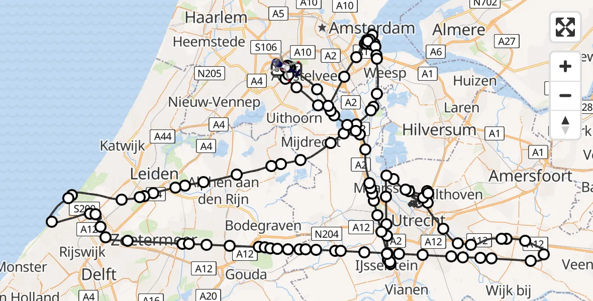 Vluchtroute Politiehelikopter Amsterdam Vliegveld Schiphol - Amsterdam Vliegveld Schiphol, 01 juni 2026, 18:15