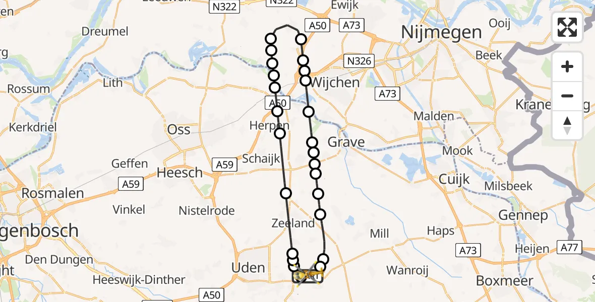 Vluchtroute Traumahelikopter Vliegbasis Volkel - Vliegbasis Volkel, 01 juni 2026, 20:53