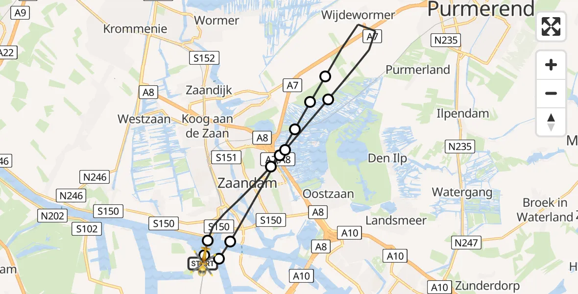 Vluchtroute Traumahelikopter Amsterdam Heliport - Amsterdam Heliport, 02 juni 2026, 05:30