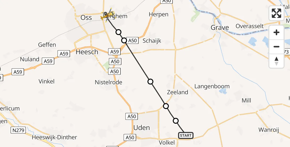 Vluchtroute Traumahelikopter Vliegbasis Volkel - Berghem, 02 juni 2026, 06:46