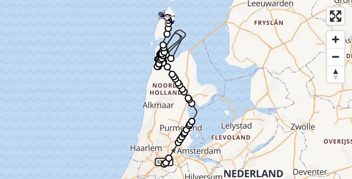 Vluchtroute Politiehelikopter Amsterdam Vliegveld Schiphol - Texel International Airport, 02 juni 2026, 07:36