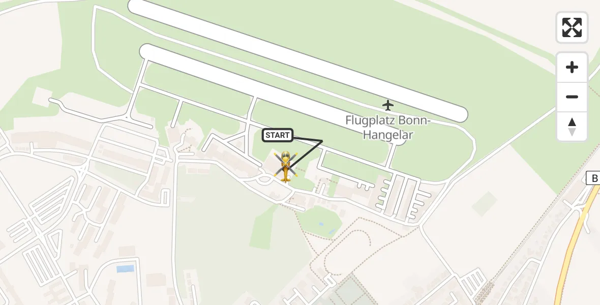 Vluchtroute Ambulancehelikopter Bonn-Hangelar Flugplatz - Bonn-Hangelar Flugplatz, 02 juni 2026, 07:41