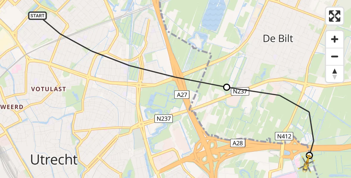 Vluchtroute Traumahelikopter Utrecht - University Medical Center Utrecht Heliport, 02 juni 2026, 08:30