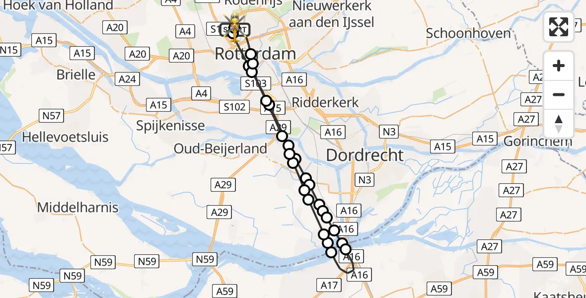 Vluchtroute Traumahelikopter Rotterdam The Hague Airport - Rotterdam The Hague Airport, 02 juni 2026, 09:47