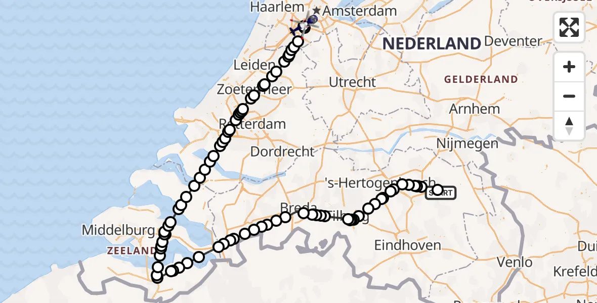 Vluchtroute Politiehelikopter Vliegbasis Volkel - Amsterdam Vliegveld Schiphol, 02 juni 2026, 10:25