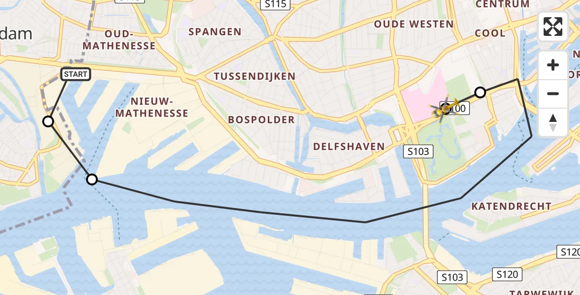 Vluchtroute Traumahelikopter Rotterdam - Leids Universitair Medisch Centrum (LUMC), 02 juni 2026, 14:28