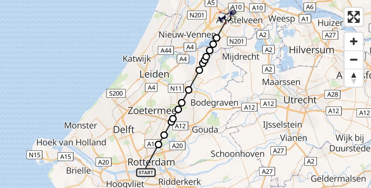Vluchtroute Politiehelikopter Rotterdam - Amsterdam Vliegveld Schiphol, 02 juni 2026, 15:45