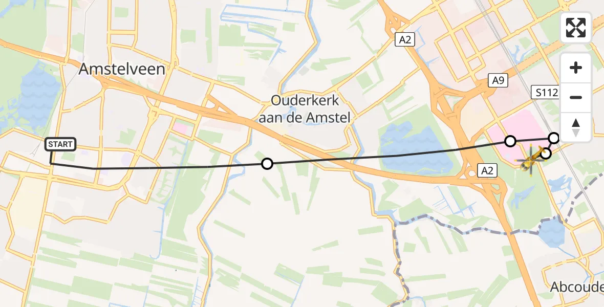 Vluchtroute Traumahelikopter Amstelveen - Amsterdam UMC Helipad, 02 juni 2026, 16:25