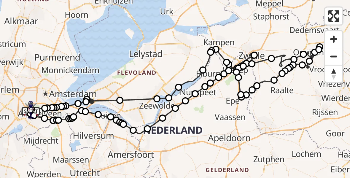 Vluchtroute Politiehelikopter Amsterdam Vliegveld Schiphol - Amsterdam Vliegveld Schiphol, 02 juni 2026, 16:38